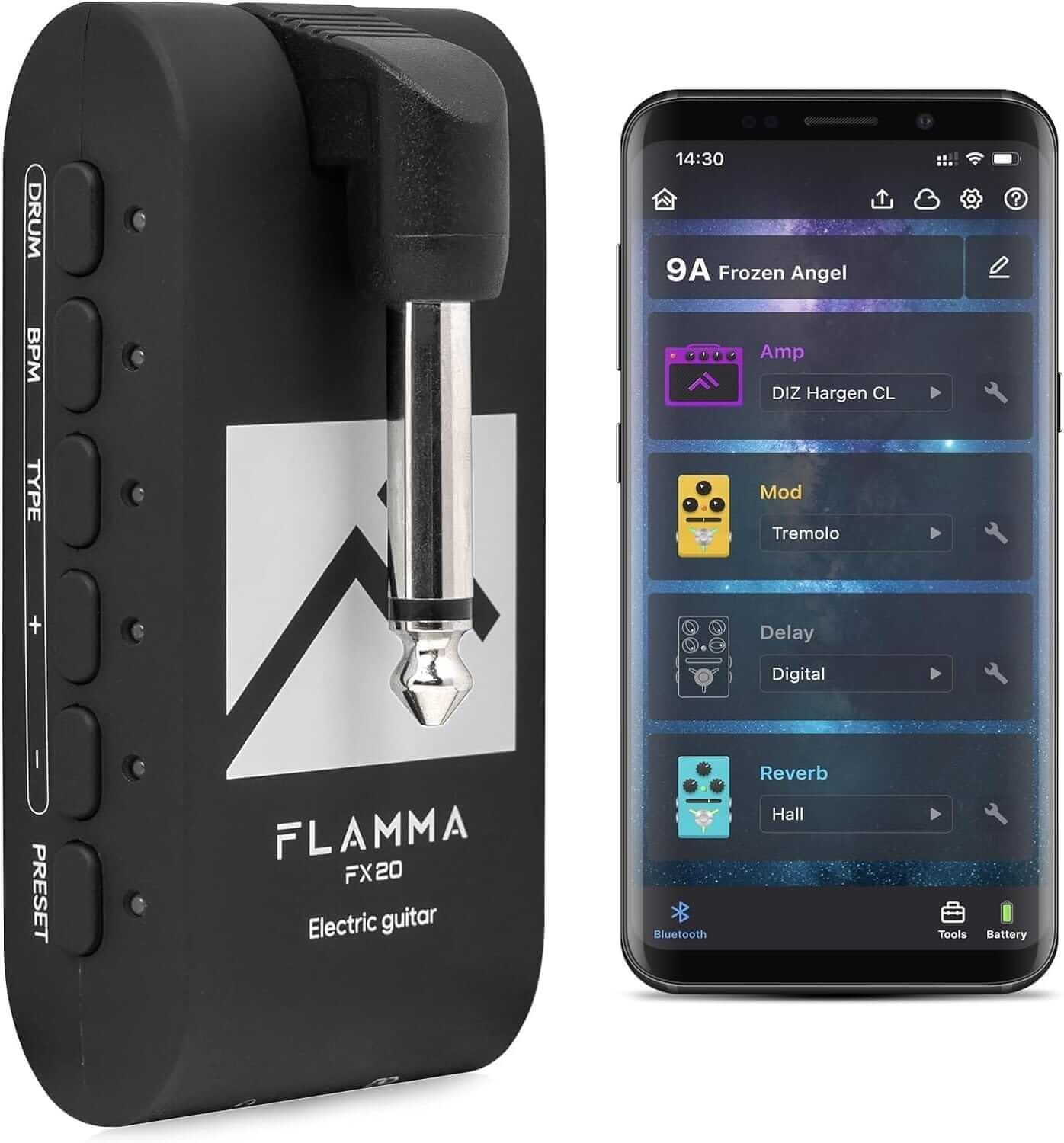 FLAMMA FX20 Guitar Headphone Amp with Built-in Effects Drum Grooves Amp Modes for Practice and Creativity
