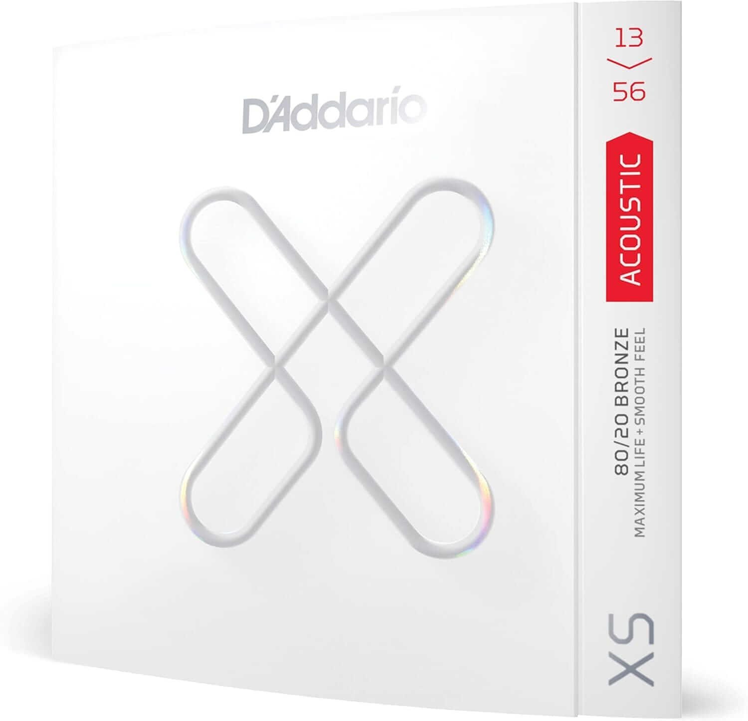 D'Addario Acoustic Guitar Strings, XS 80/20 Bronze Coated, XSABR1356, Medium Gauge 13-56, 6-String Set