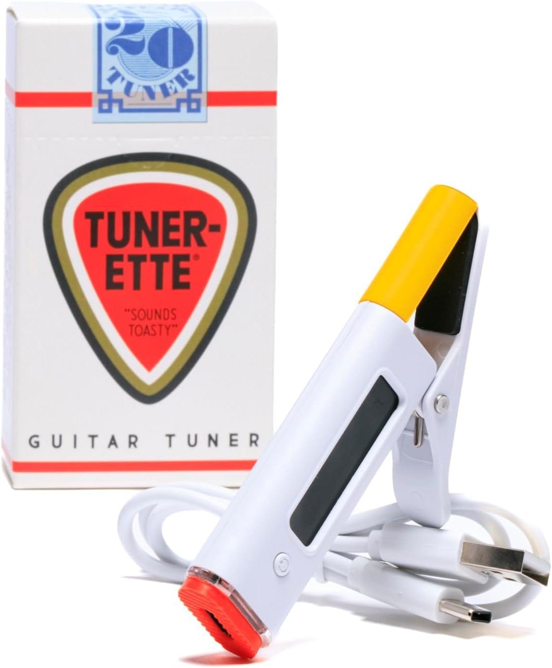 Tunerette™ Clip-On Guitar Tuner – Rock Your Tune in Style! Perfect for Electric, Acoustic, and Bass Guitars, Plus Ukuleles – USB C Rechargeable, Precision Tuning with a Retro Rockstar Twist