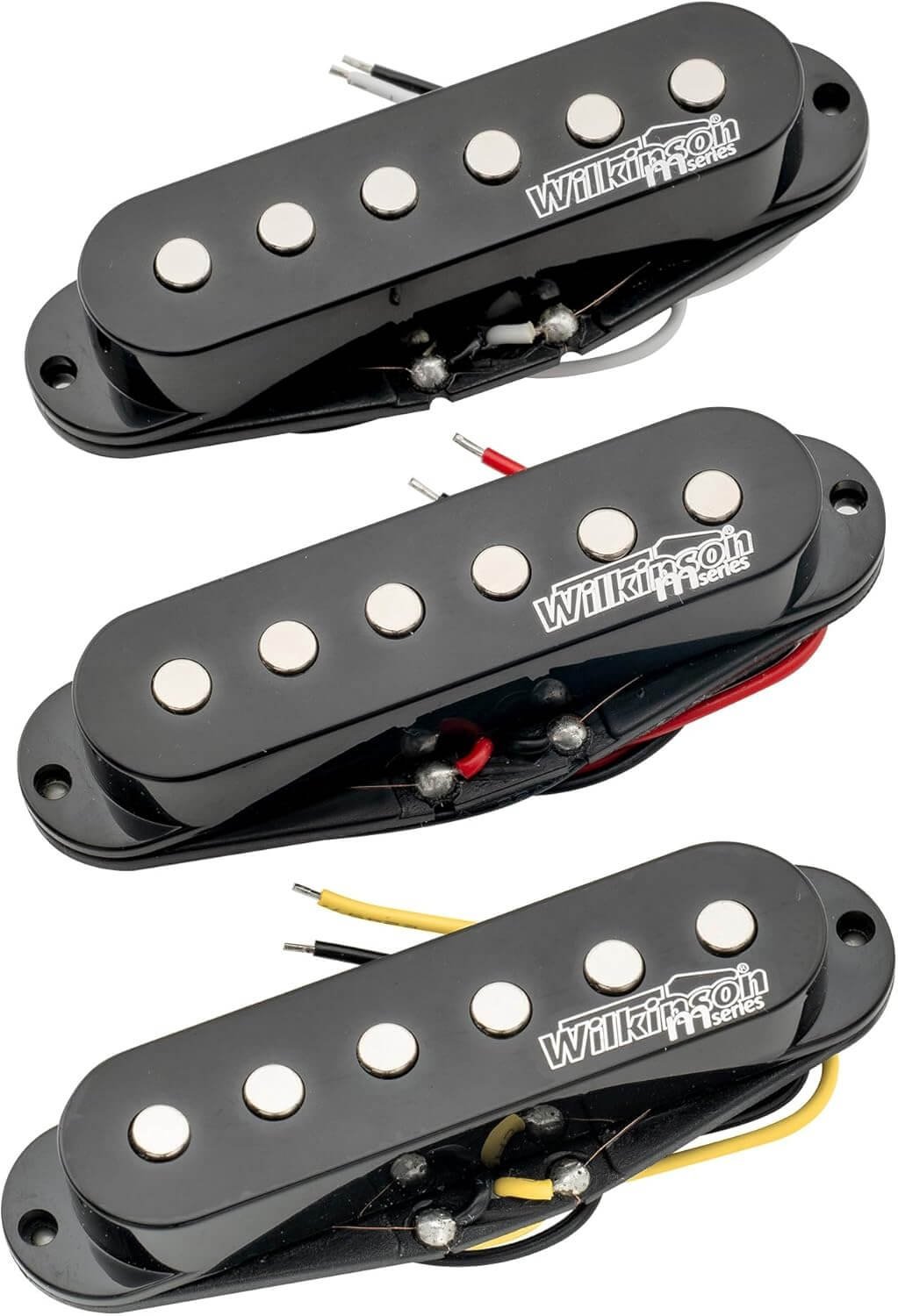 Wilkinson High Output Ceramic Single Coil Pickups Set for Strat Style Electric Guitar, Black