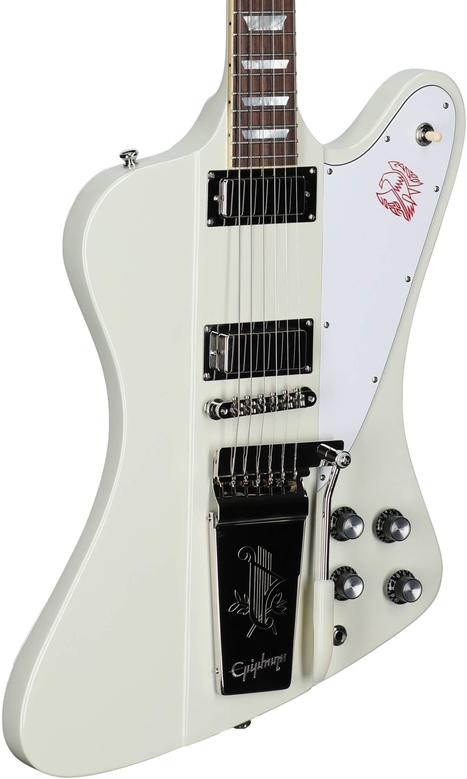 Epiphone Inspired by Gibson Custom 1963 Firebird V Electric Guitar (with Case), Polaris White