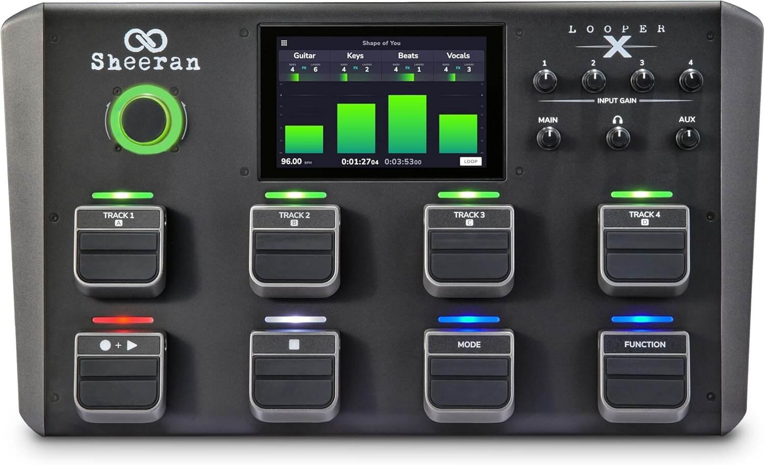 SHEERAN LOOPER X Multi-Track Looper Workstation with 8 Pedals for Guitar, Bass, Keyboard, Vocals, with Touch Screen, Multi-FX Engine, Audio Interface