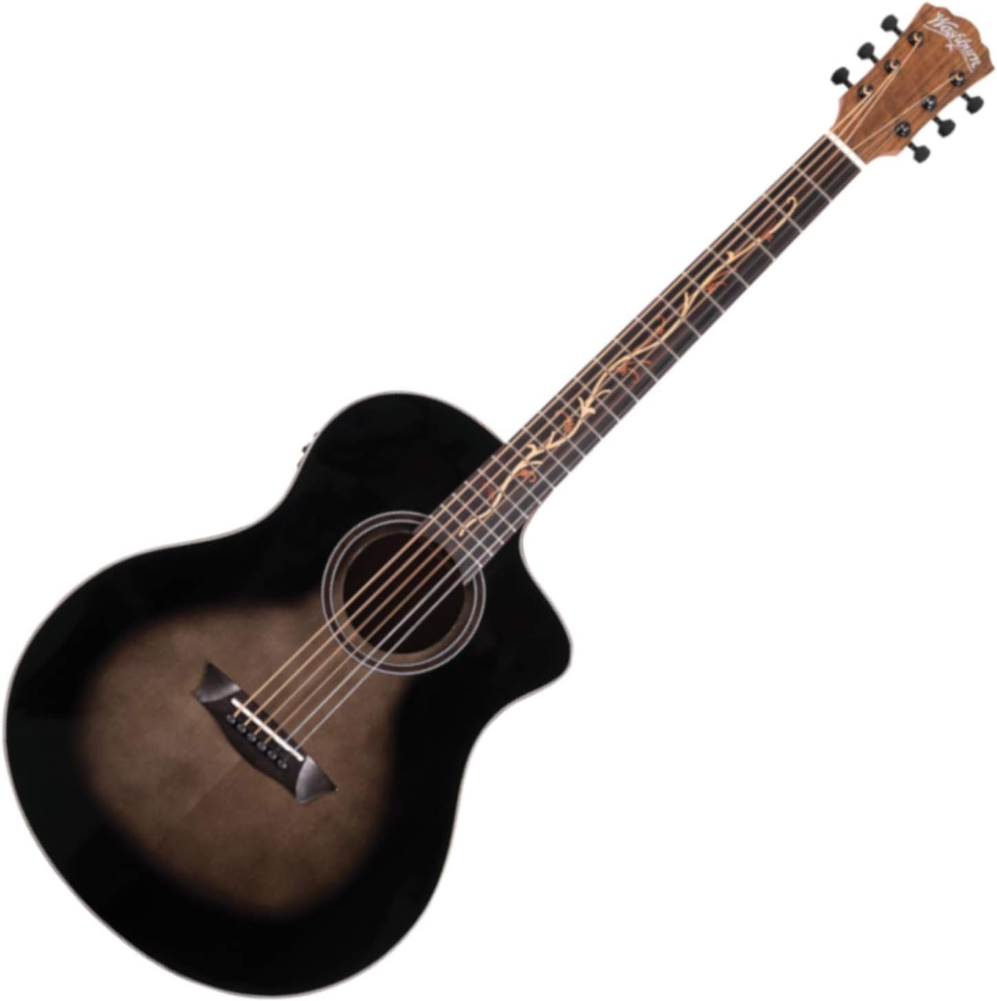 Washburn Bella Tono 6 String Acoustic-Electric Guitar, Right, Gloss Charcoal Burst (BTS9VCECH-D)