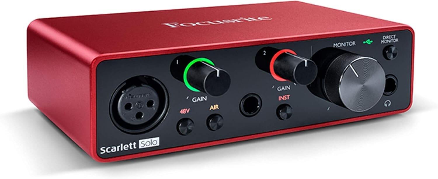 Focusrite Scarlett Solo 3rd Gen USB Audio Interface for Guitarists, Vocalists, Podcasters or Producers to record and playback studio quality sound
