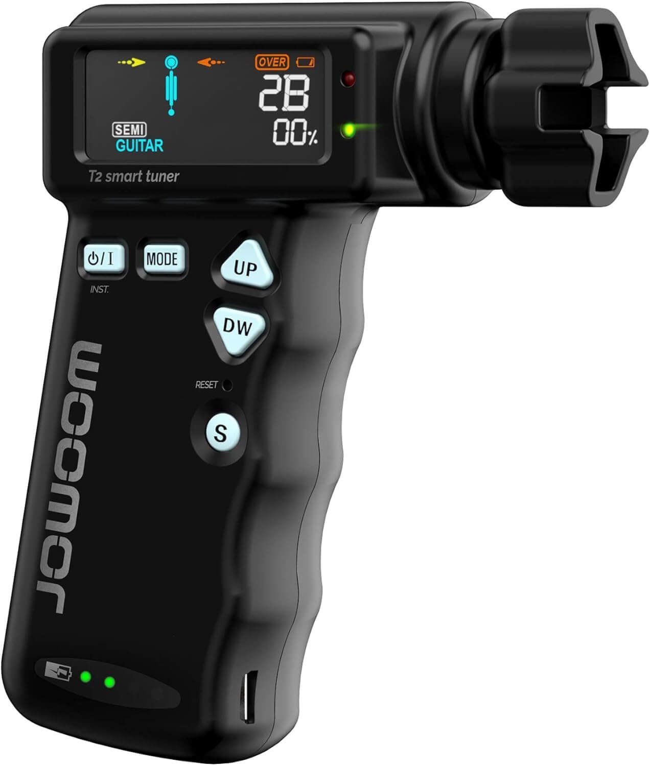 T2 Smart Automatic Guitar & Ukulele Tuner | Fast Acoustic Guitars Auto-Tuner With 180RPM Electric String Winder | Safe & Professional Grade Tuner For Ukuleles | USB Rechargeable Battery | Black