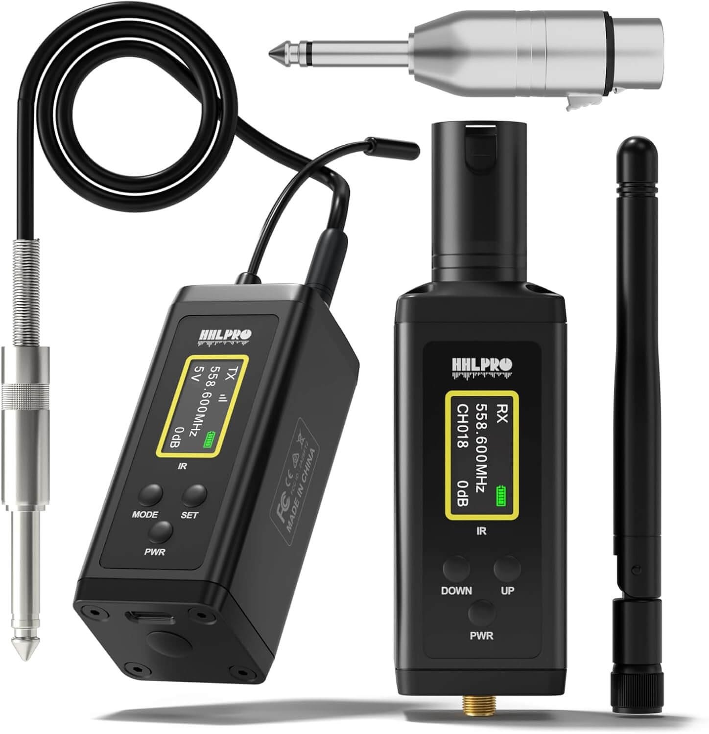 UHF Wireless Guitar System with Antenna,260FT Range,32 Channels,Dual Volume Control,Rechargeable Audio XLR Wireless Guitar Transmitter Receiver for Guitar Bass Electric Instruments, F40
