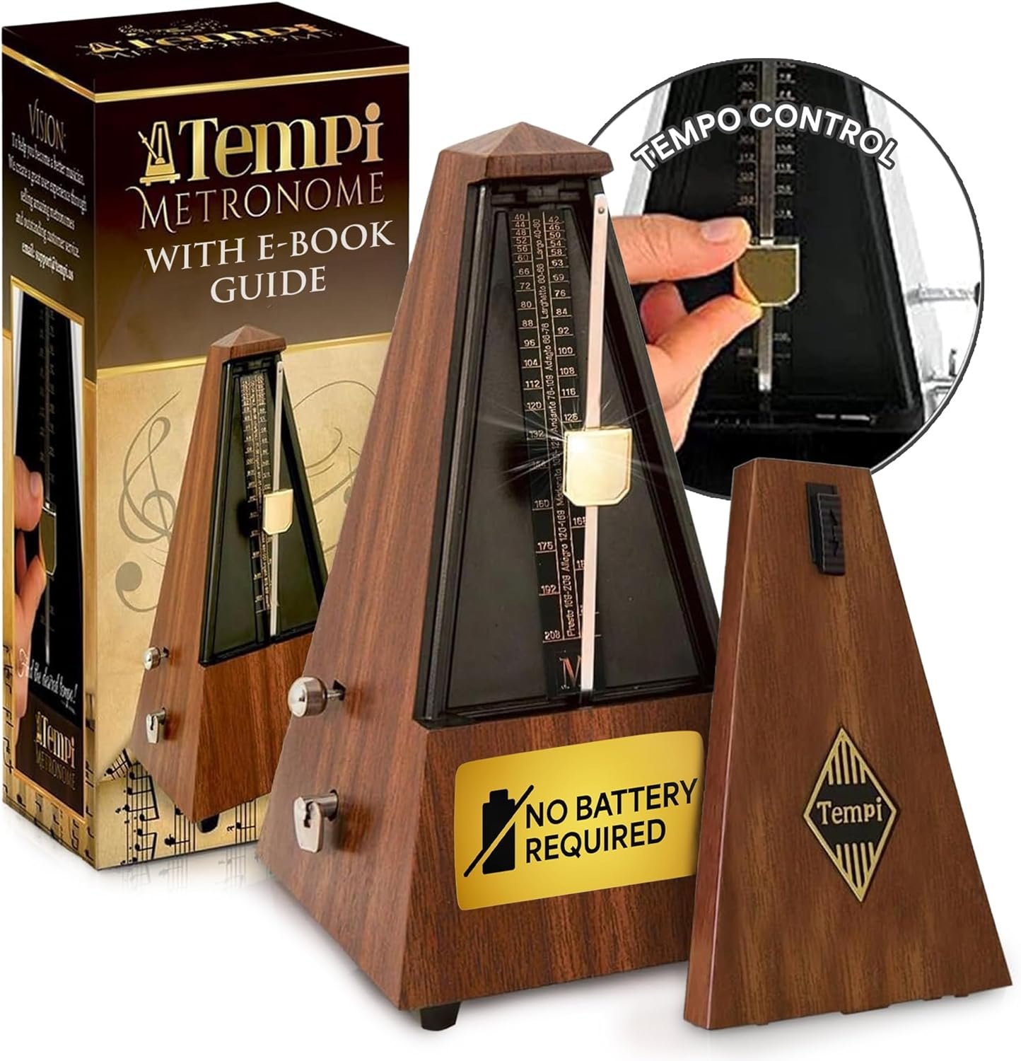 Tempi Metronome for Musicians - Mechanical Metronome for Piano, Metronome for Guitar/Violin or Metronome Music for Adults and Kids