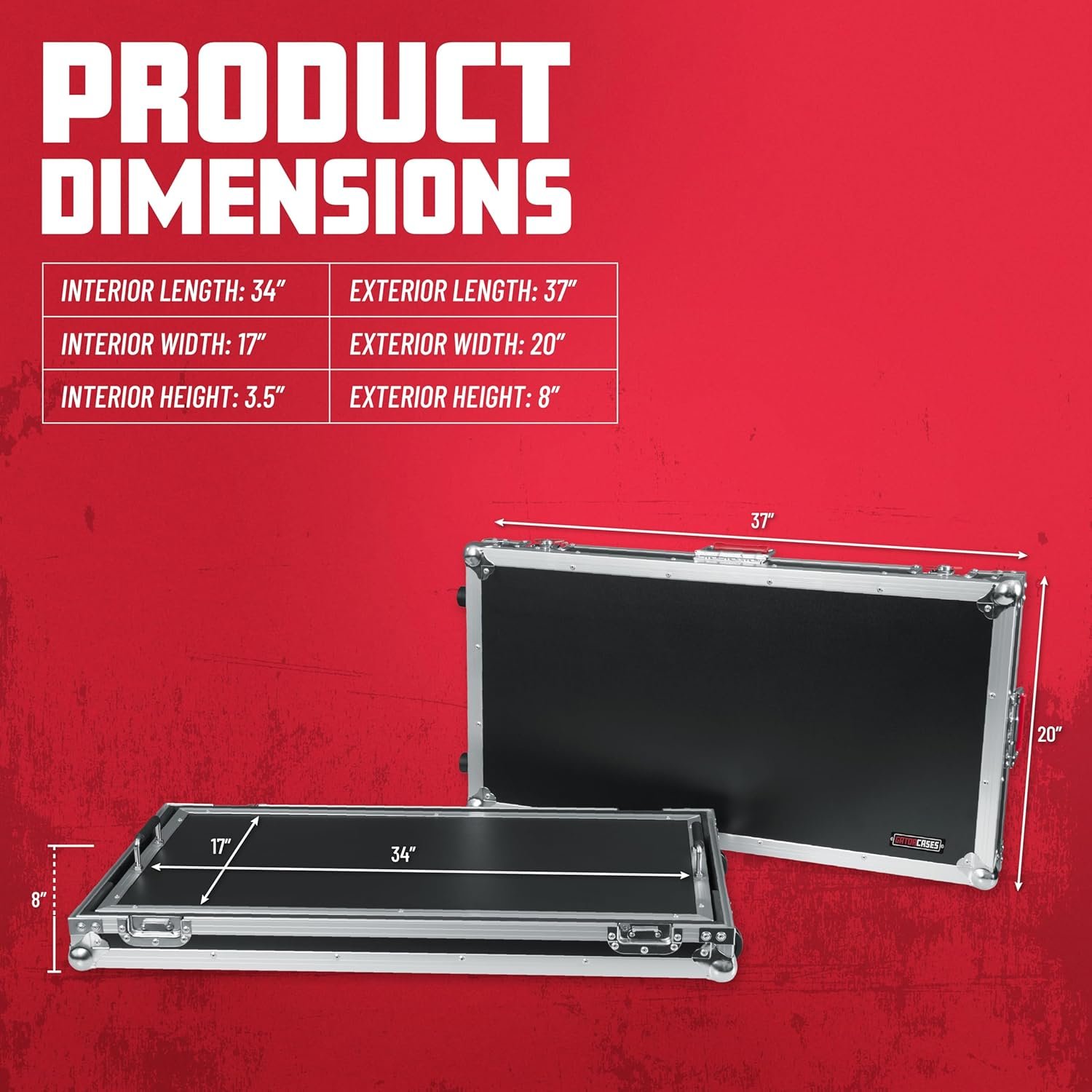 Gator Cases G-TOUR Series Guitar Pedal Board with ATA Road Case-with Wheels and Pull Handle, XL: 32" x 17" (G-TOUR PEDALBOARD-XLGW)
